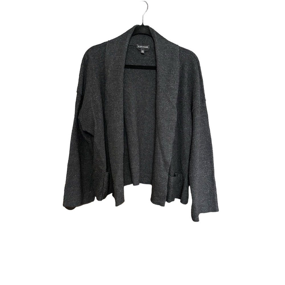 Eileen Fisher Charcoal Wool Cardigan, S/P